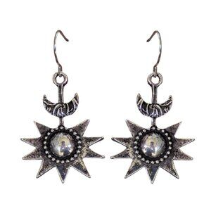 Starburst Boho Earrings Silvery Boheme Dangle Jewelry Y2k Vintage Tribal Retro